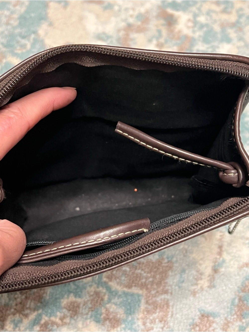 VINTAGE Esprit Dark Brown Leather Compact Messenger - Picture 4 of 6